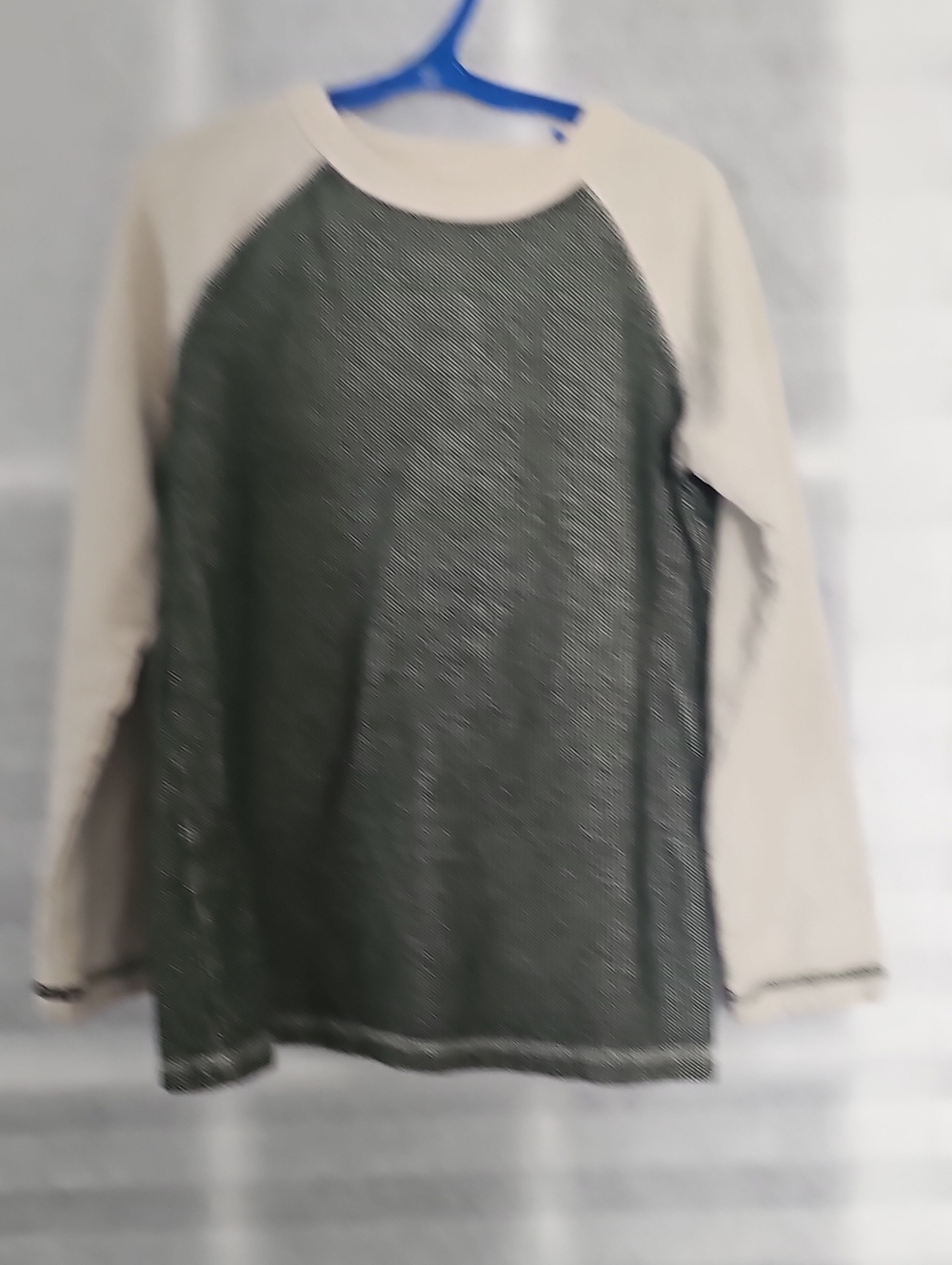 Joe Fresh Olive Green Body with Cream Raglan Sleeves Sweater